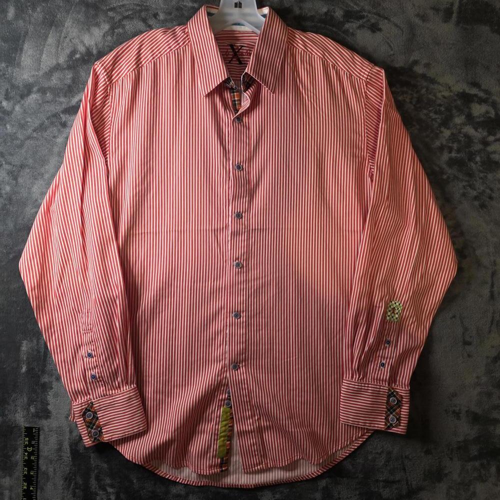 Robert Graham X. Long Sleeve Orange Stripe Button Up Shirt Flip Cuff